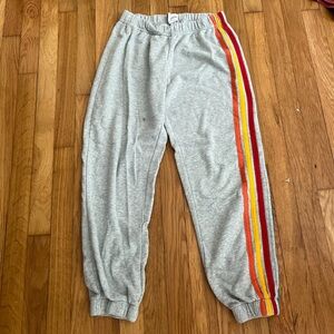 Vanilla Star Gray and Red Track Pants with Retro Stripes